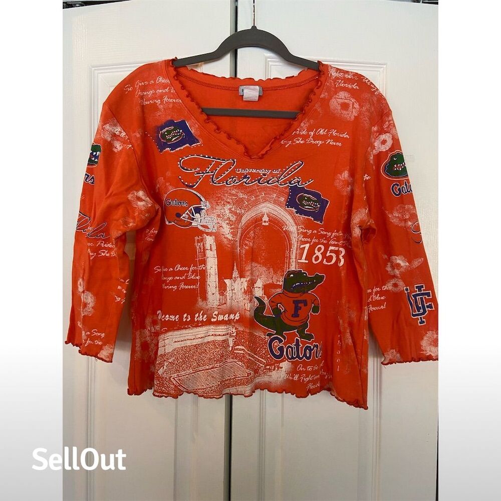 Florida Gators Women's 3/4 Sleeve Orange T-Shirt Size M Casual Sports